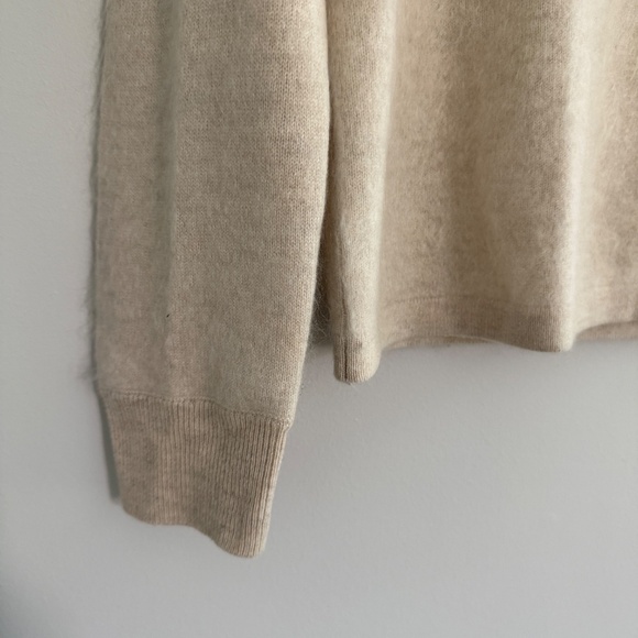 J MCLAUGHLIN ALYCE CASHMERE SWEATER V NECK POLO COLLAR RIBBED CUFFS NEUTRAL S - Picture 5 of 12